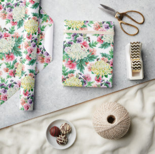 Colorful summer flowers pattern wrapping paper