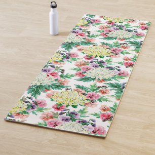 Colorful summer flowers pattern yoga mat