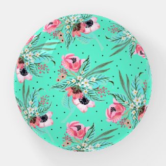 Colorful Summer Flowers - Teal Paperweight