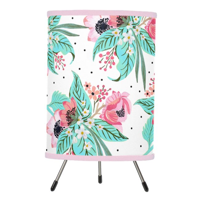 Colorful Summer Flowers Tripod Lamp