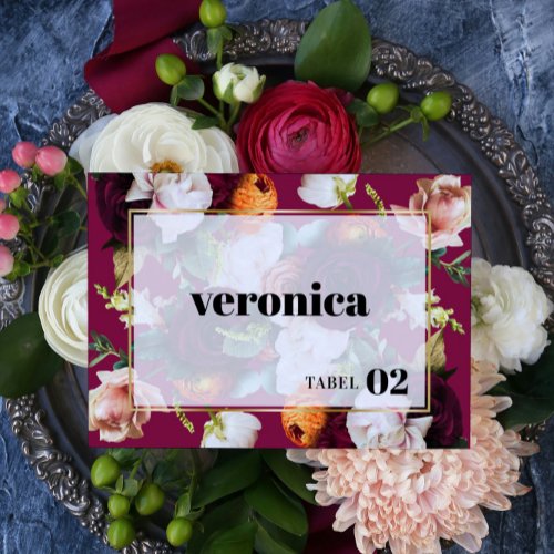 Colorful Summer Flowers Wedding Escort Card