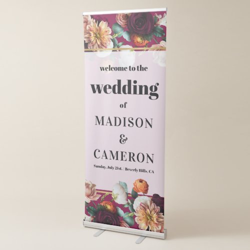 Colorful Summer Flowers Wedding Retractable Banner