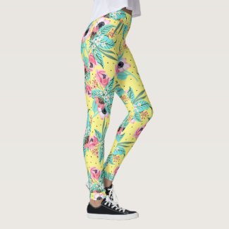 Colorful Summer Flowers - Yellow Leggings