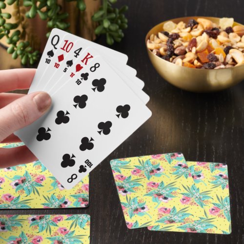 Colorful Summer Flowers Yellow Playing Cards