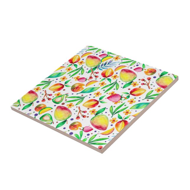 Colorful summer Frits pattern Ceramic Tile (Side)