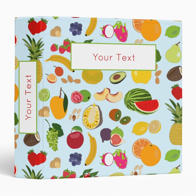 Colorful Summer Fruit Pattern 3 Ring Binder (Front/Spine)