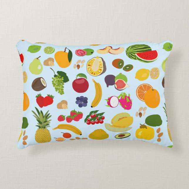 Colorful Summer Fruit Pattern Accent Pillow (Front)