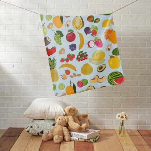 Colorful Summer Fruit Pattern Baby Blanket