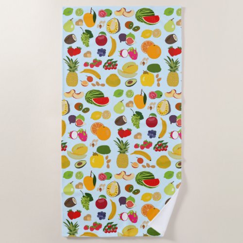 Colorful Summer Fruit Pattern Beach Towel