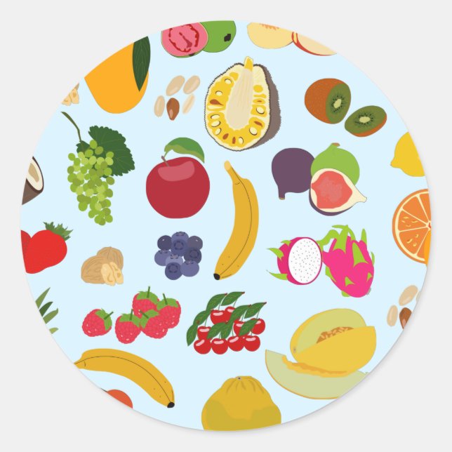 Colorful Summer Fruit Pattern Classic Round Sticker (Front)