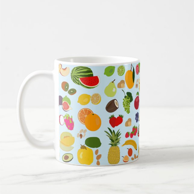 Colorful Summer Fruit Pattern Coffee Mug (Left)