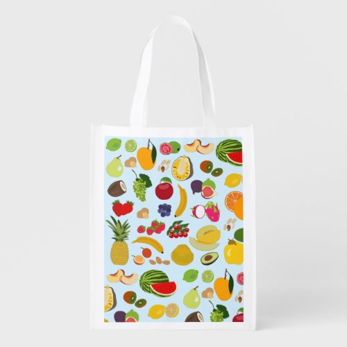 Colorful Summer Fruit Pattern Grocery Bag