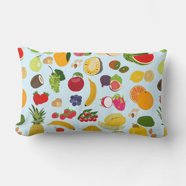 Colorful Summer Fruit Pattern Lumbar Pillow (Front)