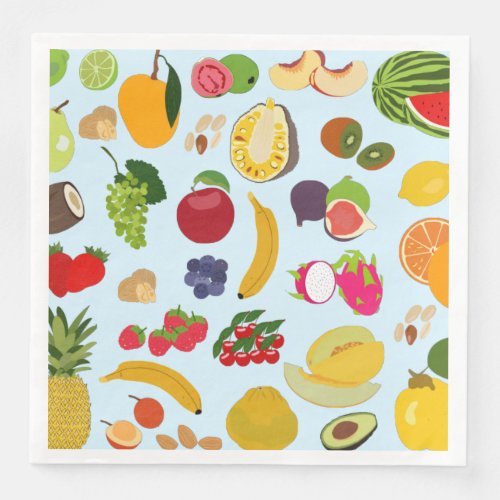 Colorful Summer Fruit Pattern Paper Dinner Napkins