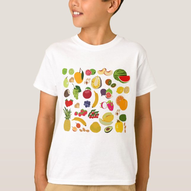 Colorful Summer Fruit Pattern T-Shirt (Front)