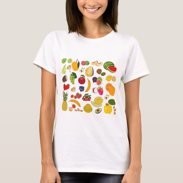 Colorful Summer Fruit Pattern T-Shirt (Front)