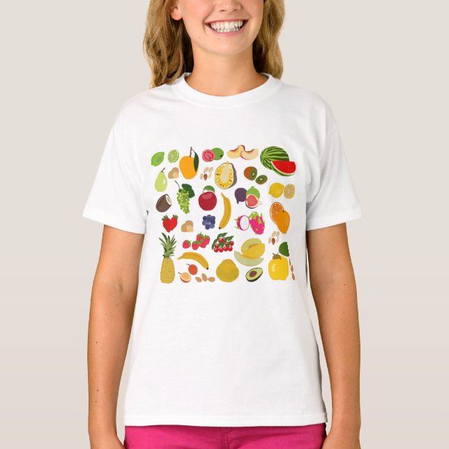 Colorful Summer Fruit Pattern T-Shirt (Front)