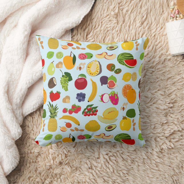 Colorful Summer Fruit Pattern Throw Pillow (Blanket)