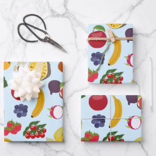 Colorful Summer Fruit Pattern Wrapping Paper Sheets