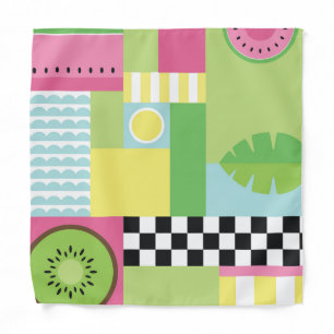 Colorful summer fruit pink green yellow mosaic bandana