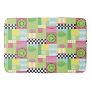 Colorful summer fruit pink green yellow mosaic bath mat
