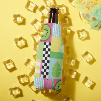 Colorful summer fruit pink green yellow mosaic bottle cooler