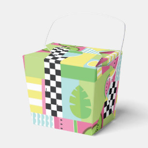 Colorful summer fruit pink green yellow mosaic favor boxes