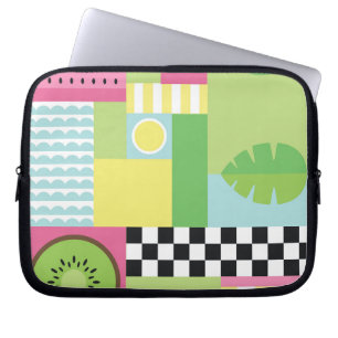Colorful summer fruit pink green yellow mosaic laptop sleeve