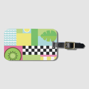 Colorful summer fruit pink green yellow mosaic luggage tag