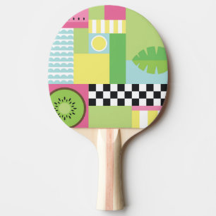 Colorful summer fruit pink green yellow mosaic ping pong paddle
