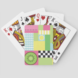 Colorful summer fruit pink green yellow mosaic poker cards