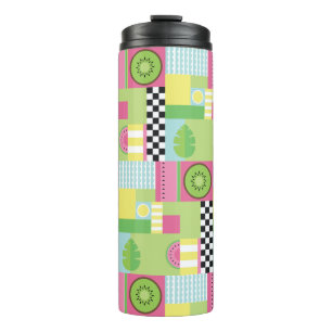 Colorful summer fruit pink green yellow mosaic thermal tumbler