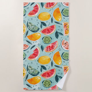 Colorful Summer Fruits Beach Towel