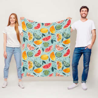 Colorful Summer Fruits Fleece Blanket
