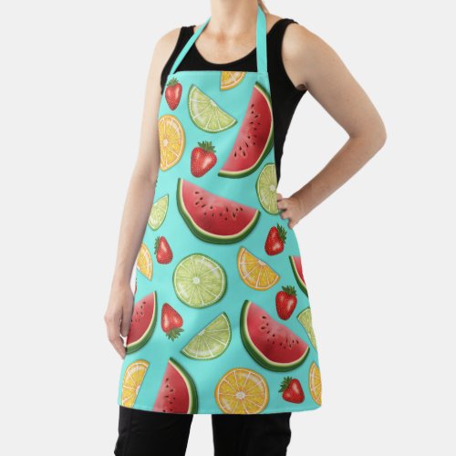 Colorful Summer Fruits Melon Citrus Strawberry Apron