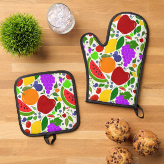 Colorful Summer Fruits  Oven Mitt & Pot Holder Set