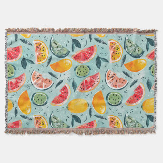Colorful Summer Fruits Throw Blanket