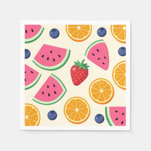 Colorful Summer Fruits Watermelon Orange Napkins