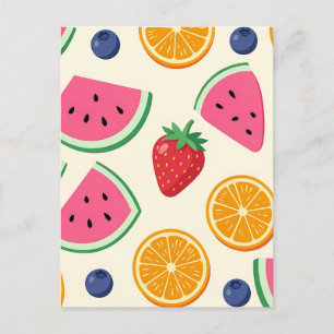 Colorful Summer Fruits Watermelon Orange Postcard