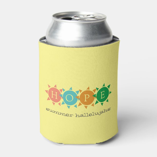 Colorful Summer Fun Sun MONOGRAM Hope Can Cooler (Can Front)