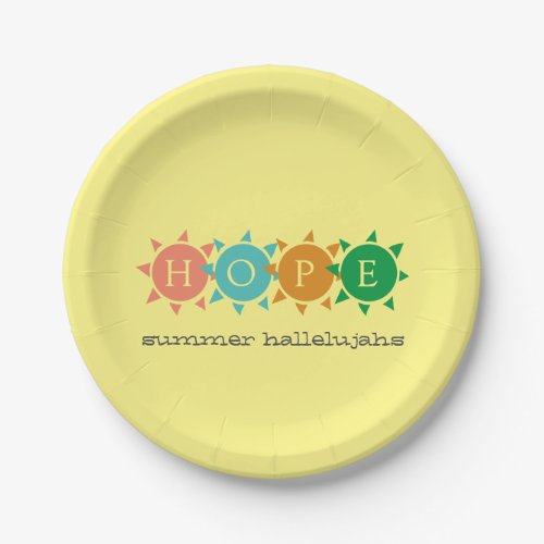 Colorful Summer Fun Sun MONOGRAM Hope Paper Plates