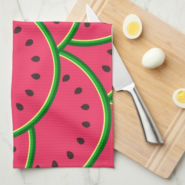 Colorful Summer Fun Watermelon Pattern Kitchen Towel (Quarter Fold)