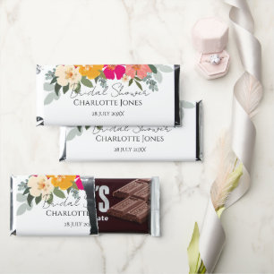 Colorful Summer Garden Bright Floral Bride Shower Hershey Bar Favors