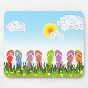 Colorful Summer Garden Flip Flops Fun In The Sun  Mouse Pad