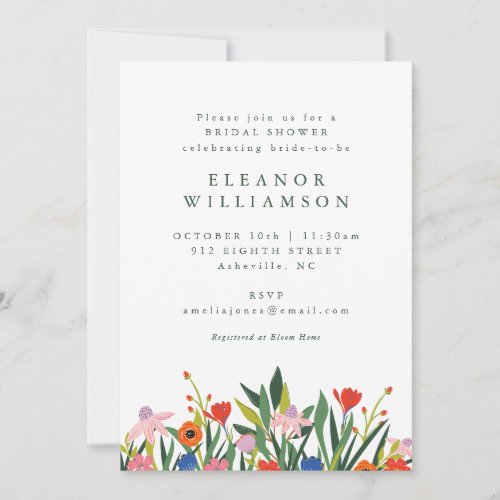 Colorful Summer Garden Floral Bridal Shower  Invitation