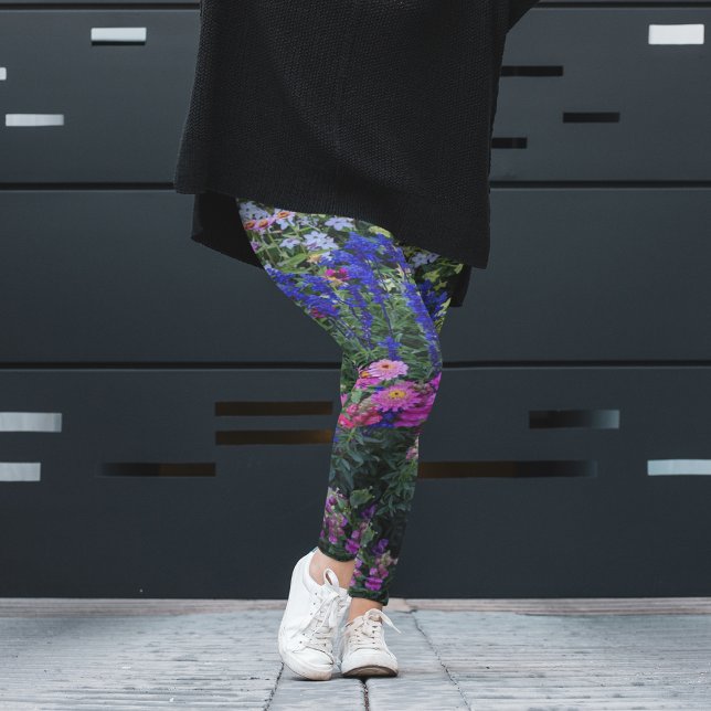 Colorful Summer Garden Floral Leggings (In Situ)