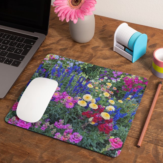 Colorful Summer Garden Floral Mouse Pad (In Situ)