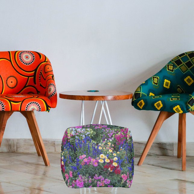 Colorful Summer Garden Floral Pouf (In Situ Chairs)