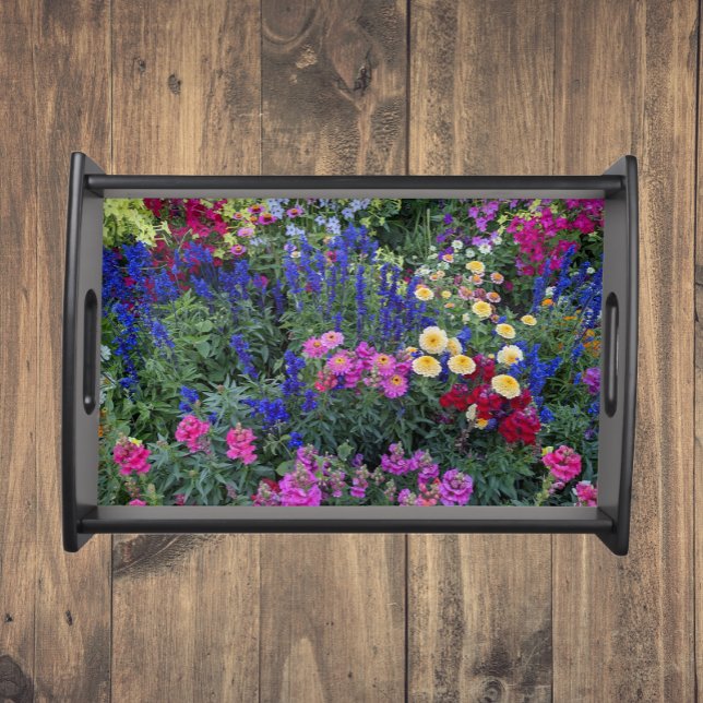 Colorful Summer Garden Floral Serving Tray (In Situ)