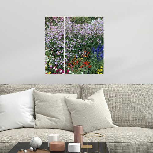 Colorful Summer Garden Floral Triptych
